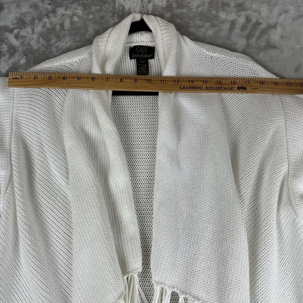 Pure Handknit for Fresh Produce Open Cardigan Women's XS/S White Fringe (1032) - Picture 8 of 11